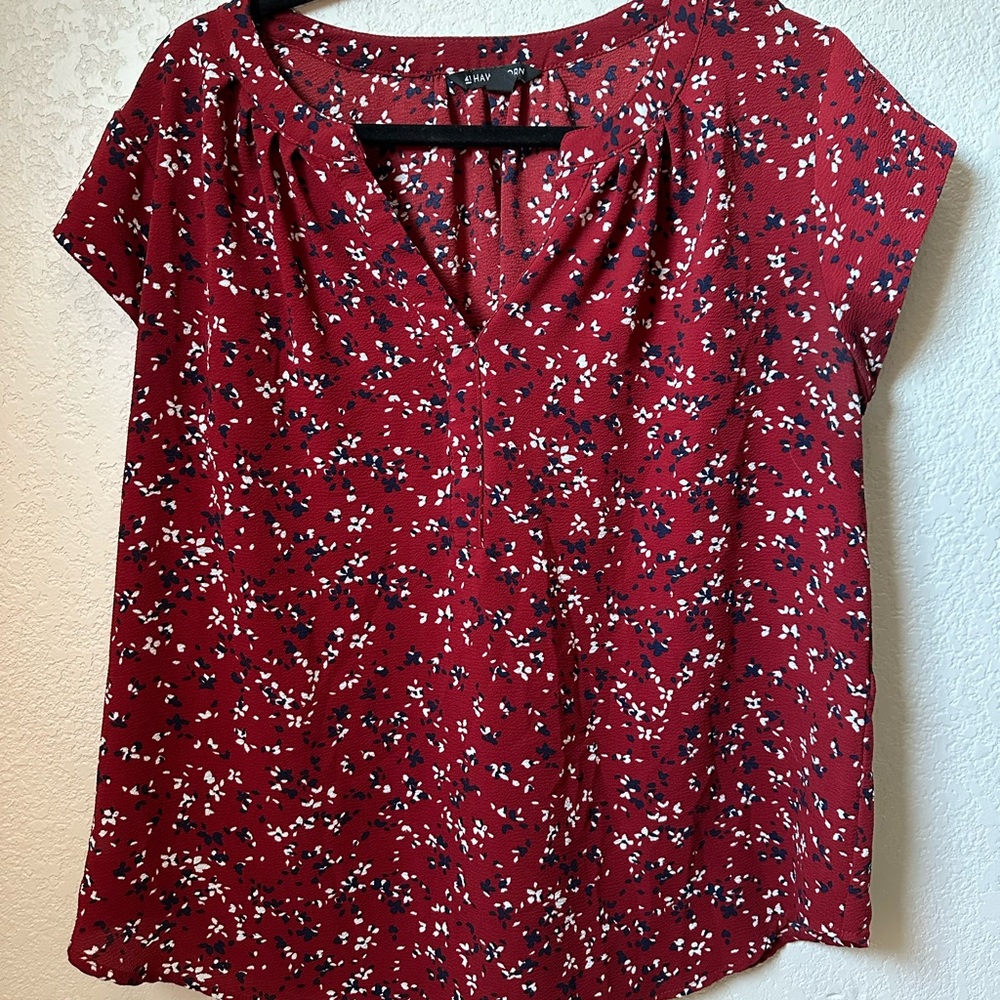 41 Hawthorn Red and White Floral Blouse